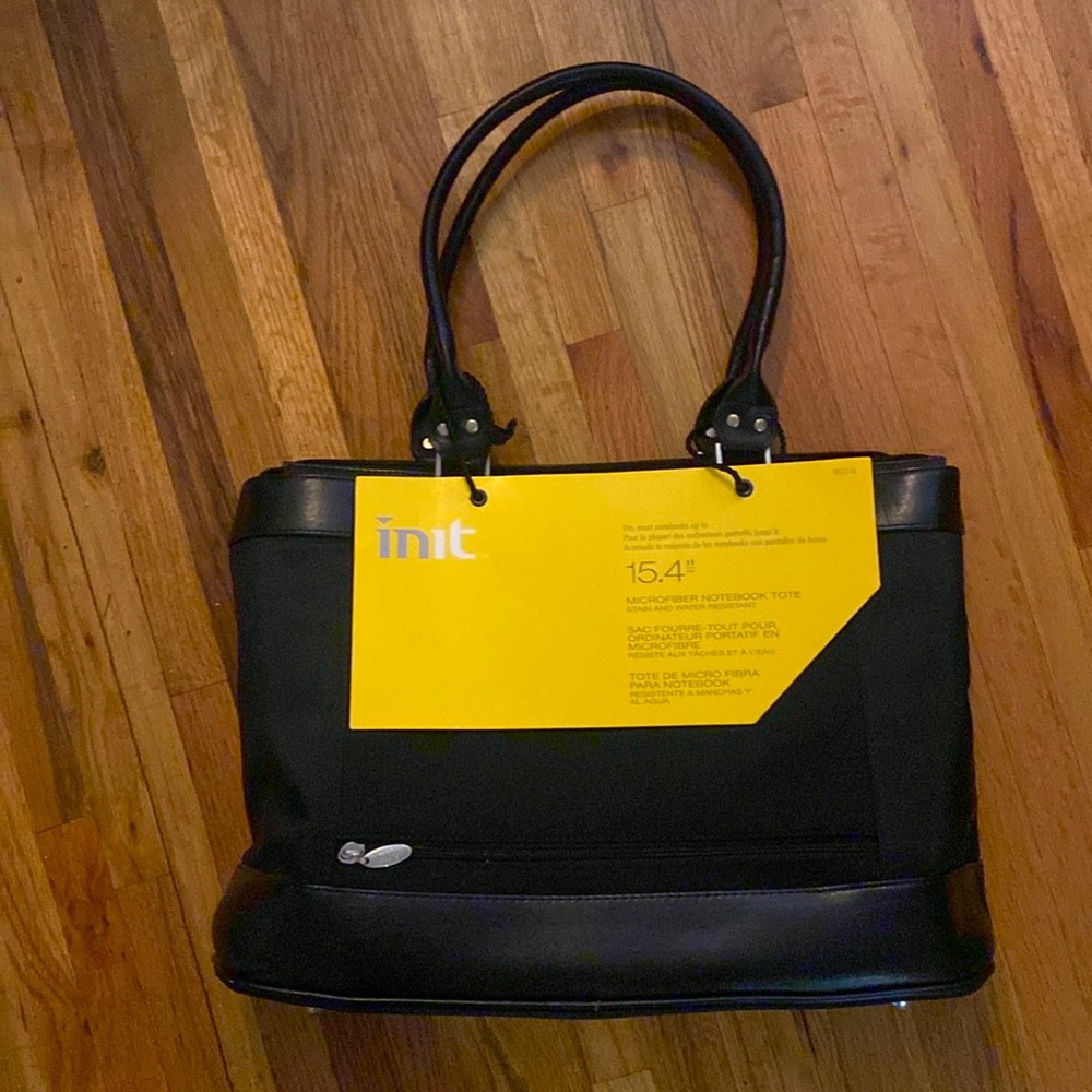 BRAND NEW! Unisex Microfiber, stain and water resistance black laptop tote